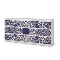Möbelfolie Blue Mandala - IKEA Malm Kommode 6 Schubladen (breit) - weiss