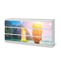 Möbelfolie Blue Water Lagoon - IKEA Malm Kommode 6 Schubladen (breit) - weiss