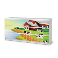 Möbelfolie Cowfarm 2 - IKEA Malm Kommode 6 Schubladen (breit) - weiss