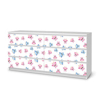 Möbelfolie Eulenparty - IKEA Malm Kommode 6 Schubladen (breit) - weiss