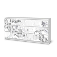 Möbelfolie Florals Plain 2 - IKEA Malm Kommode 6 Schubladen (breit) - weiss