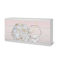 Möbelfolie Hexagon - IKEA Malm Kommode 6 Schubladen (breit) - weiss