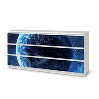 Möbelfolie Planet Blue - IKEA Malm Kommode 6 Schubladen (breit) - weiss