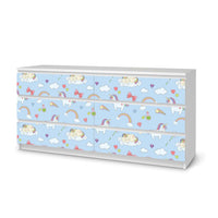Möbelfolie Rainbow Unicorn - IKEA Malm Kommode 6 Schubladen (breit) - weiss