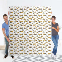 Möbelfolie Working Cars - IKEA Pax Schrank 236 cm Höhe - 4 Türen - Folie
