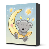 Möbelfolie Teddy und Mond - IKEA Pax Schrank 236 cm Höhe - 4 Türen - schwarz