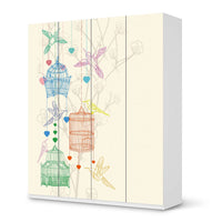 Möbelfolie Birdcage - IKEA Pax Schrank 236 cm Höhe - 4 Türen - weiss
