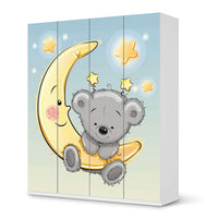 Möbelfolie Teddy und Mond - IKEA Pax Schrank 236 cm Höhe - 4 Türen - weiss