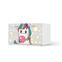 Möbelfolie Rainbow das Einhorn - IKEA Stuva / Fritids Bank mit Kasten - weiss
