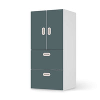 Möbelfolie Blaugrau Light - IKEA Stuva / Fritids kombiniert - 2 Schubladen und 2 kleine Türen - weiss