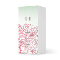 Möbelfolie Floral Doodle - IKEA Stuva / Fritids kombiniert - 2 Schubladen und 2 kleine Türen - weiss