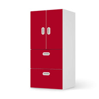 Möbelfolie Rot Dark - IKEA Stuva / Fritids kombiniert - 2 Schubladen und 2 kleine Türen - weiss