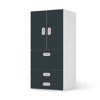 Möbelfolie Blaugrau Dark - IKEA Stuva / Fritids kombiniert - 3 Schubladen und 2 kleine Türen - weiss