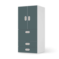 Möbelfolie Blaugrau Light - IKEA Stuva / Fritids kombiniert - 3 Schubladen und 2 kleine Türen - weiss
