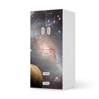 Möbelfolie Milky Way - IKEA Stuva / Fritids kombiniert - 3 Schubladen und 2 kleine Türen - weiss