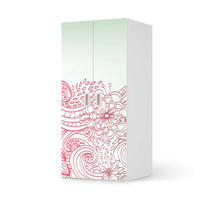 Möbelfolie Floral Doodle - IKEA Stuva / Fritids Schrank - 2 große Türen - weiss