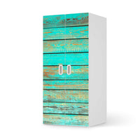 Möbelfolie Wooden Aqua - IKEA Stuva / Fritids Schrank - 2 große Türen - weiss