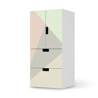 Möbelfolie Pastell Geometrik - IKEA Stuva kombiniert - 2 Schubladen und 2 kleine Türen - weiss