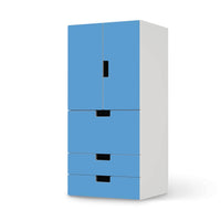 Möbelfolie Blau Light - IKEA Stuva kombiniert - 3 Schubladen und 2 kleine Türen - weiss