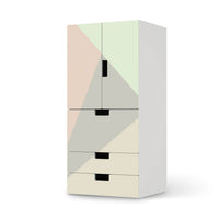 Möbelfolie Pastell Geometrik - IKEA Stuva kombiniert - 3 Schubladen und 2 kleine Türen - weiss