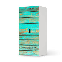 Möbelfolie Wooden Aqua - IKEA Stuva Schrank - 2 große Türen - weiss
