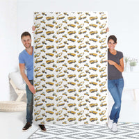Selbstklebende Folie Working Cars - IKEA Pax Schrank 236 cm Höhe - 3 Türen - Folie
