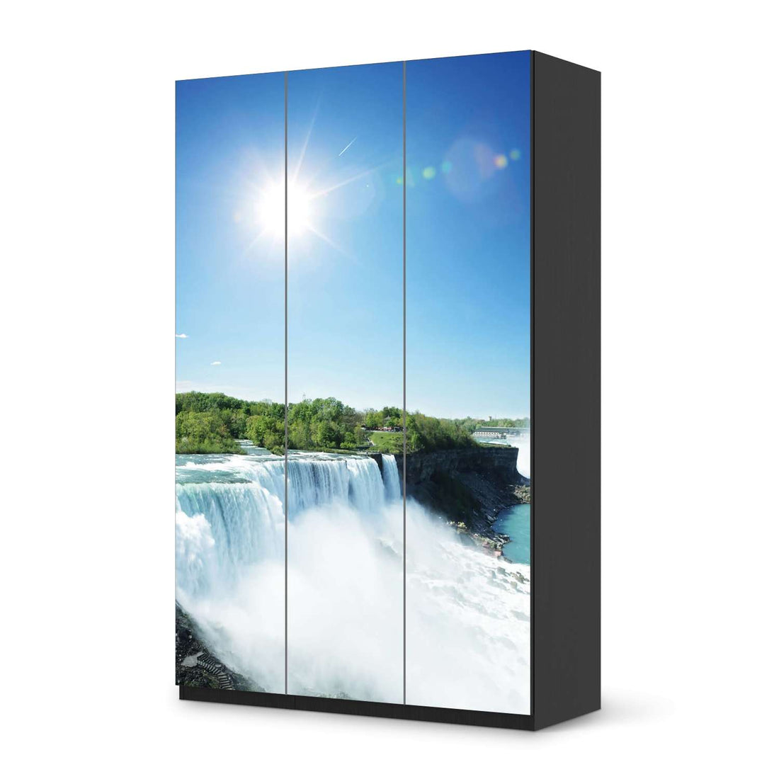 Selbstklebende Folie Niagara Falls - IKEA Pax Schrank 236 cm Höhe - 3 Türen - schwarz