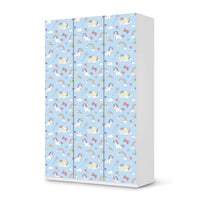 Selbstklebende Folie Rainbow Unicorn - IKEA Pax Schrank 236 cm Höhe - 3 Türen - weiss
