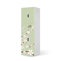 Selbstklebende Folie White Blossoms - IKEA Stuva kombiniert - 2 große Türen und 2 kleine Türen (Kombination 2) - weiss