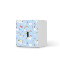 Selbstklebende Folie Rainbow Unicorn - IKEA Stuva Schrank - 2 kleine Türen - weiss