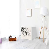 Selbstklebende Folie Tree and Birds 1 - IKEA Stuva Schrank - 2 kleine Türen - Wohnzimmer