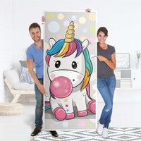 Selbstklebende Türfolie - Rainbow das Einhorn (Innen-/Außenfläche)