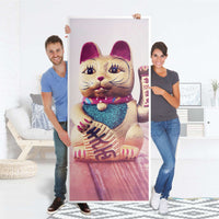 Selbstklebende Türfolie - Winkekatze (Innen-/Außenfläche)