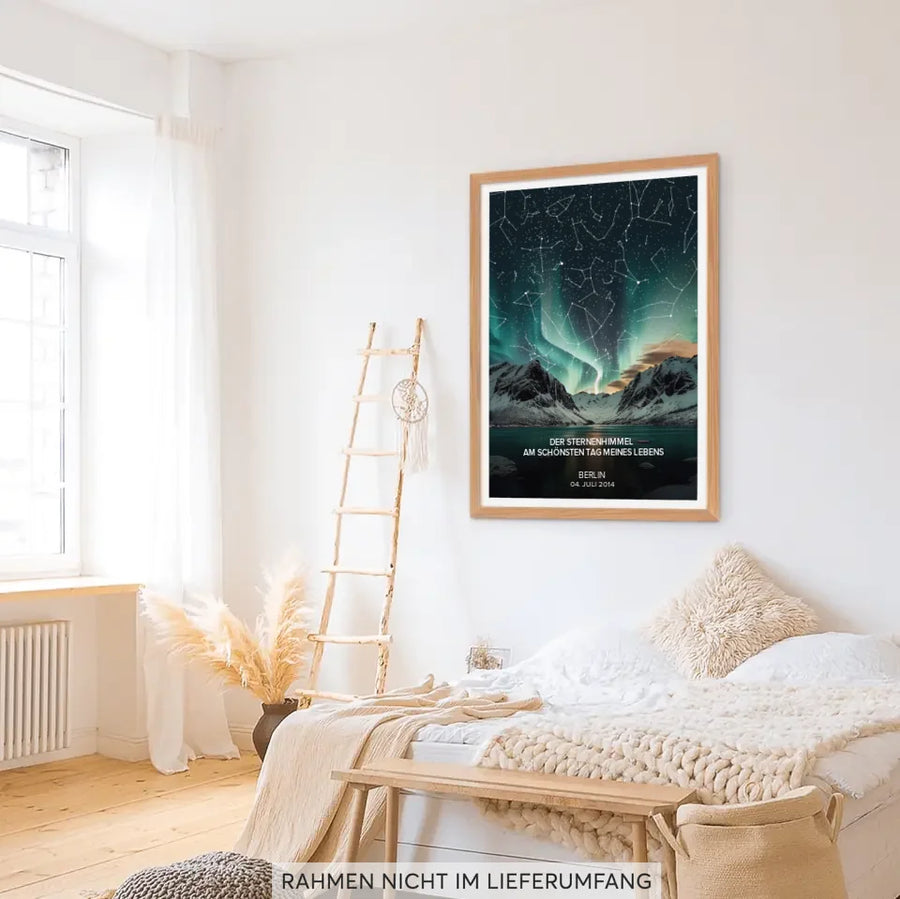 Poster Print Sternenhimmel in Rahmen Schlafzimmer