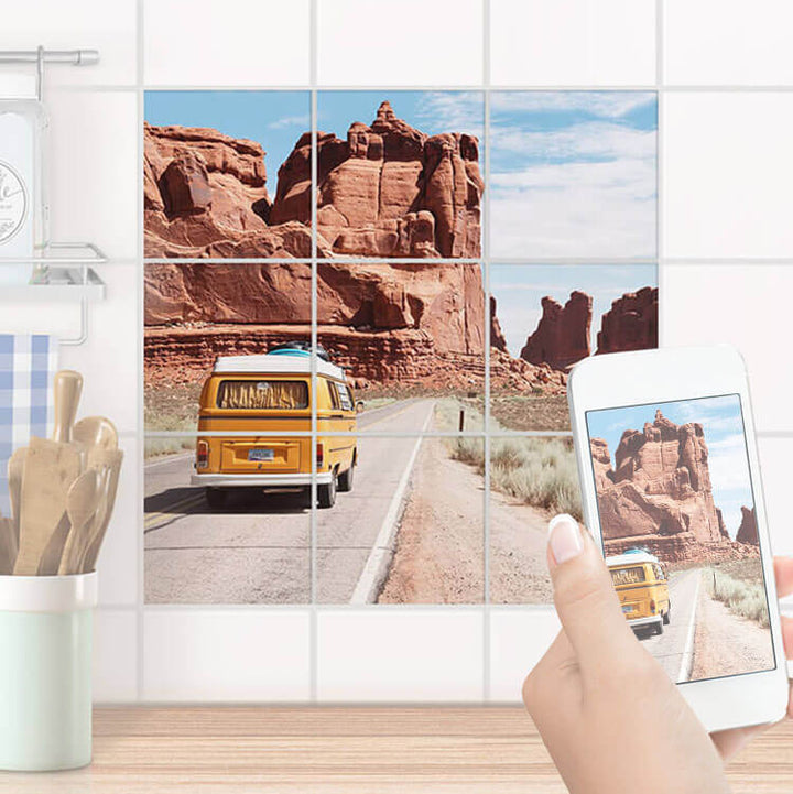 Fliesenaufkleber Sets der Größe 20x20cm mit eigenen Fotos selbst erstellen