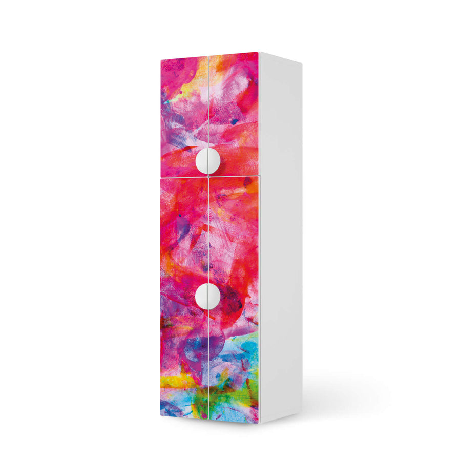 Selbstklebende Folie Abstract Watercolor - IKEA Smastad kombiniert - 2 große Türen und 2 kleine Türen  - weiss