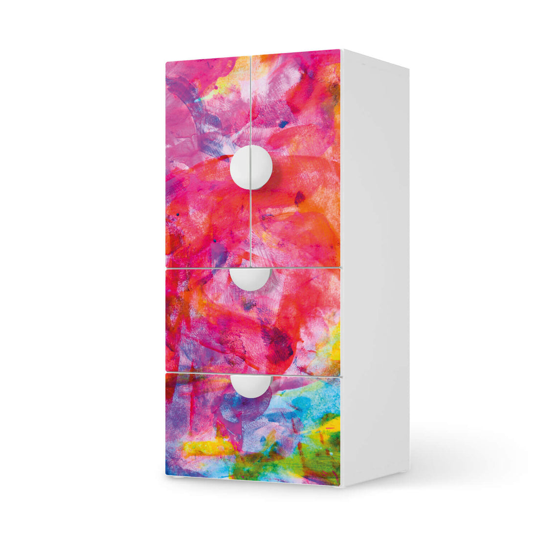 Möbelfolie Abstract Watercolor - IKEA Smastad kombiniert - 2 Schubladen und 2 kleine Türen  - weiss