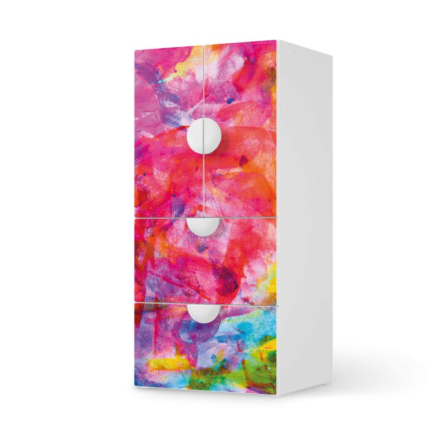 Möbelfolie Abstract Watercolor - IKEA Smastad kombiniert - 2 Schubladen und 2 kleine Türen  - weiss