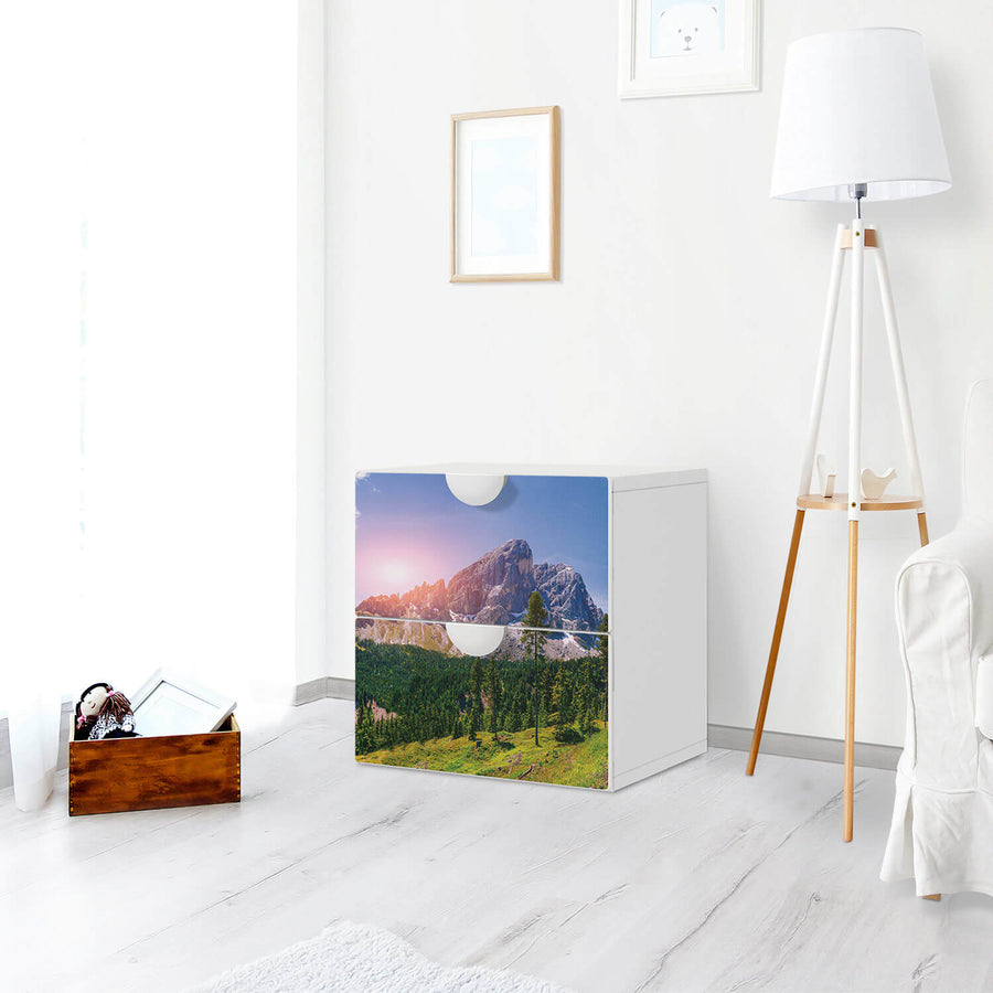 Klebefolie für Möbel Alpenblick - IKEA Smastad Kommode - 2 Schubladen - Kinderzimmer
