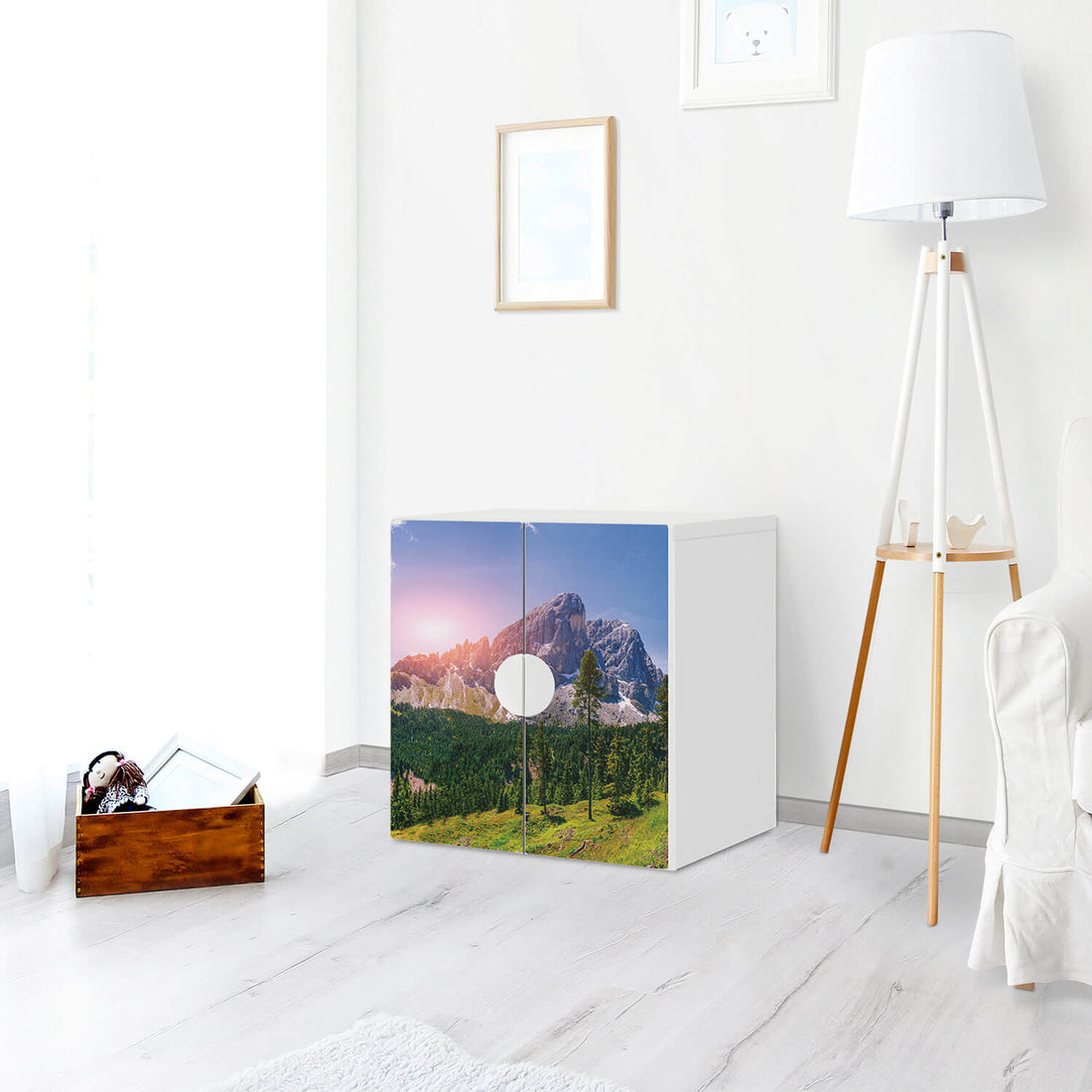 Selbstklebende Folie Alpenblick - IKEA Smastad Schrank - 2 kleine Türen - Kinderzimmer