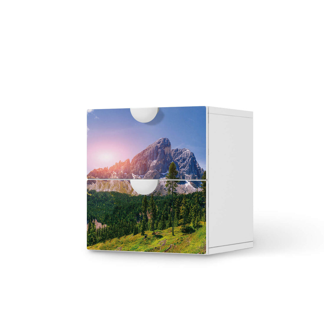 Klebefolie für Möbel Alpenblick - IKEA Smastad Kommode - 2 Schubladen  - weiss