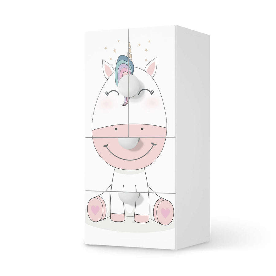Möbelfolie Baby Unicorn - IKEA Smastad kombiniert - 2 Schubladen und 2 kleine Türen  - weiss