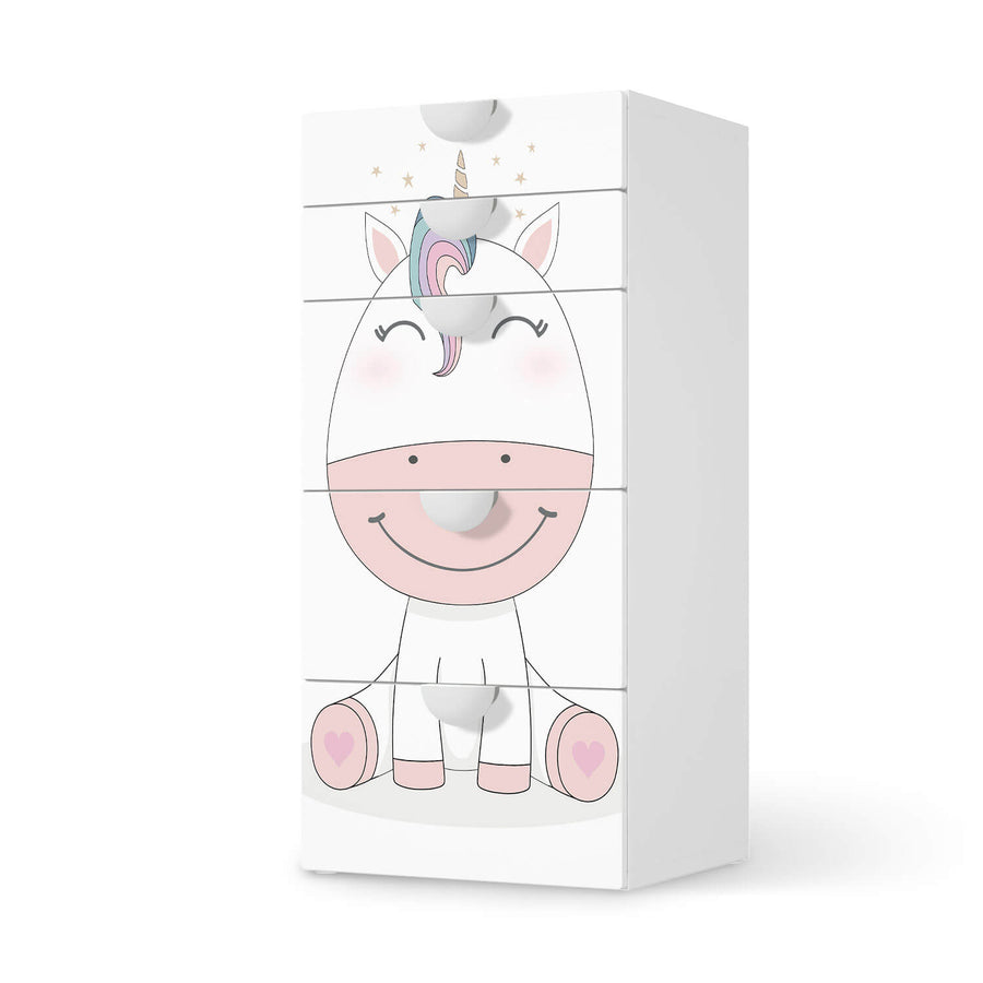 Möbel Klebefolie Baby Unicorn - IKEA Smastad Kommode - 5 Schubladen  - weiss