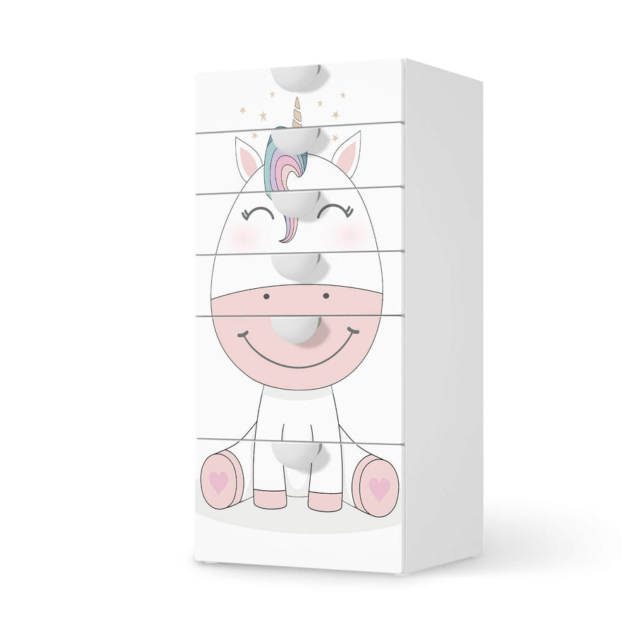Klebefolie für Möbel Baby Unicorn - IKEA Smastad Kommode - 6 Schubladen  - weiss