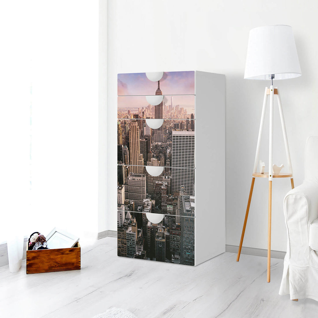 Möbel Klebefolie Big Apple - IKEA Smastad Kommode - 5 Schubladen - Kinderzimmer