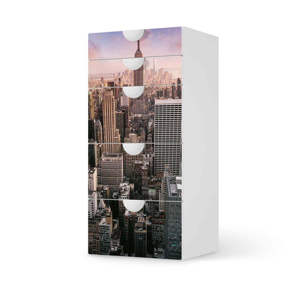 Möbel Klebefolie Big Apple - IKEA Smastad Kommode - 5 Schubladen  - weiss