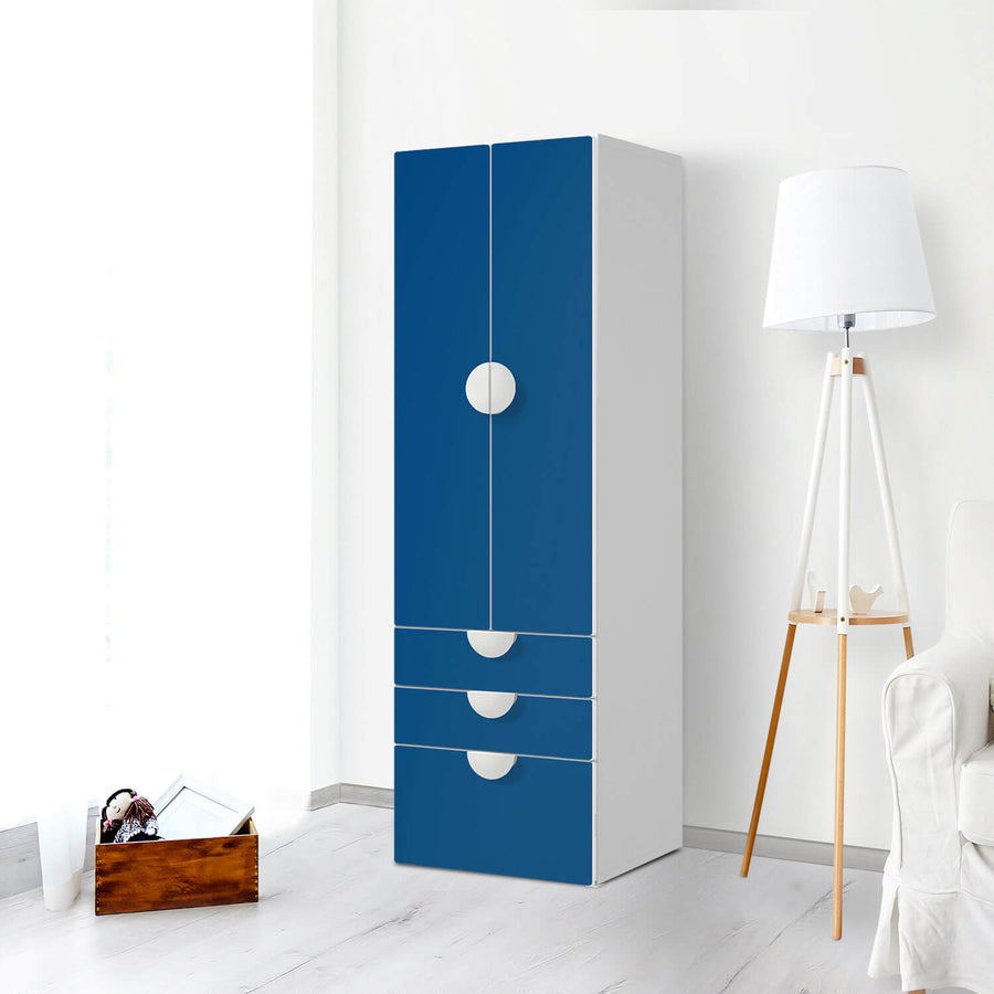 Klebefolie Blau Dark - IKEA Smastad kombiniert - 3 Schubladen und 2 große Türen - Kinderzimmer