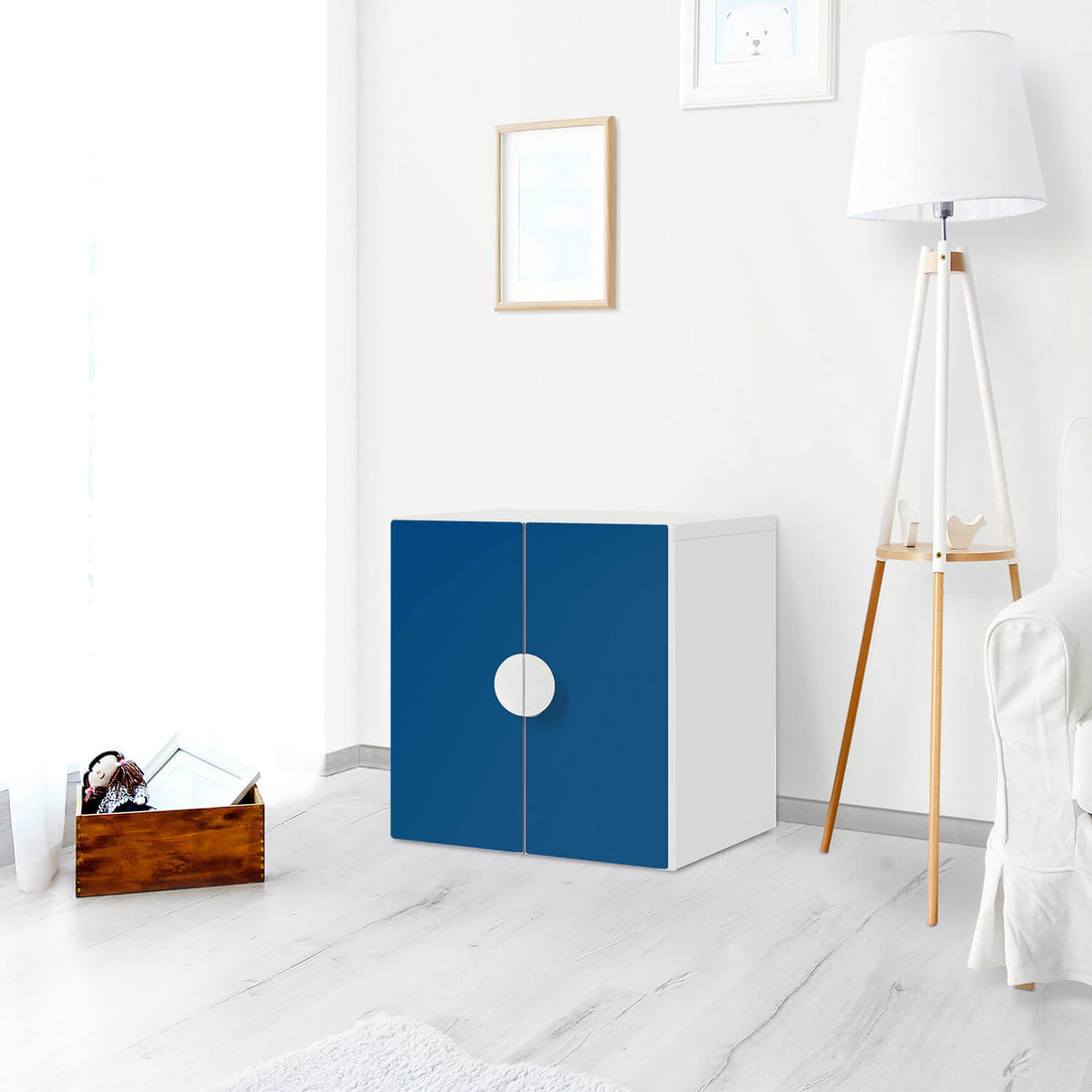 Selbstklebende Folie Blau Dark - IKEA Smastad Schrank - 2 kleine Türen - Kinderzimmer