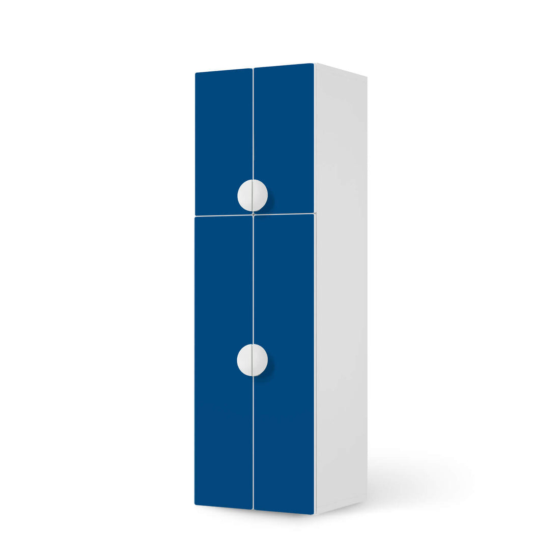 Selbstklebende Folie Blau Dark - IKEA Smastad kombiniert - 2 große Türen und 2 kleine Türen  - weiss