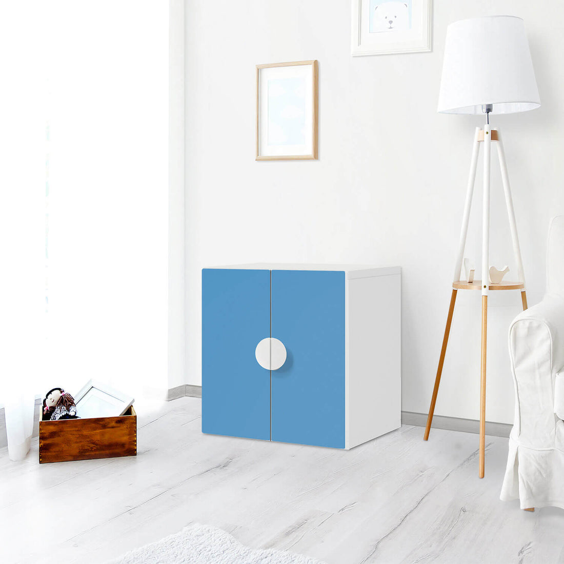 Selbstklebende Folie Blau Light - IKEA Smastad Schrank - 2 kleine Türen - Kinderzimmer